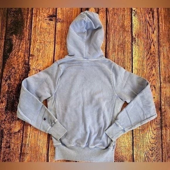Vintage Champion Reverse Weave Hoodie Women's  XS Blue Sweatshirt Logo C Sweater - Picture 12 of 12